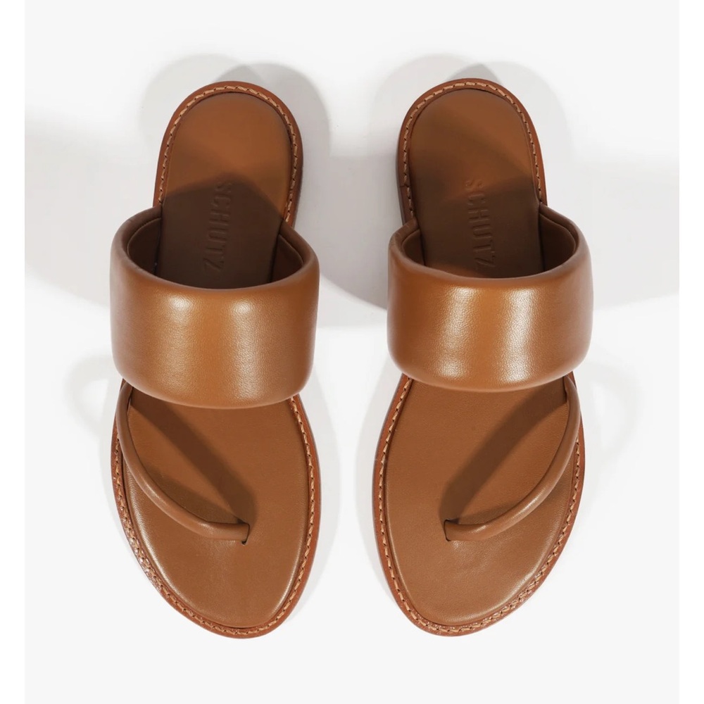 Brown Leather Slide Sandals